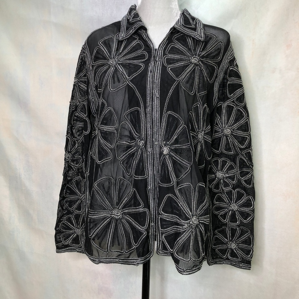 Stonebridge Semi Sheer zipper front jacket detailed embellishment